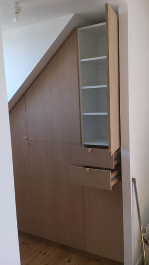 Dressing sur mesure sous rampant en chne, Dinard